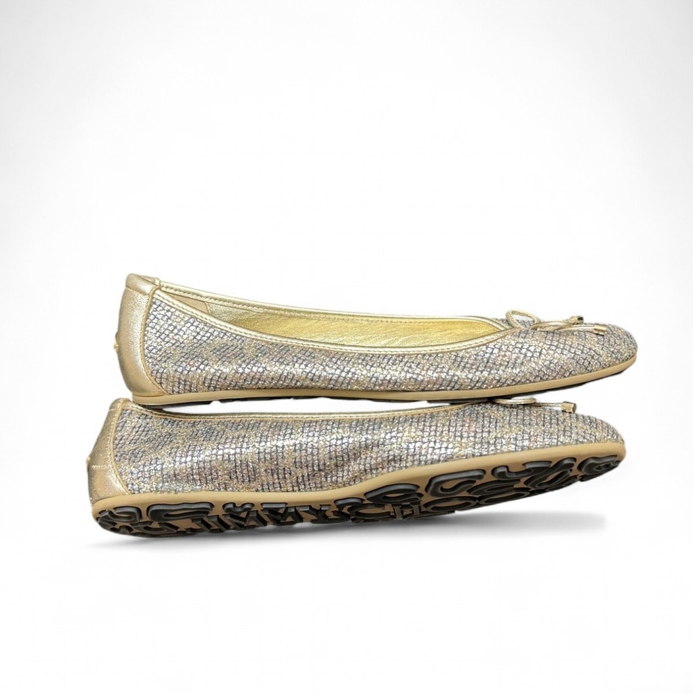 Jimmy Choo Leopard Gold Silver Glitter Ballet Bow Flat Two Tone Women's 37 US 7 - Picture 4 of 8